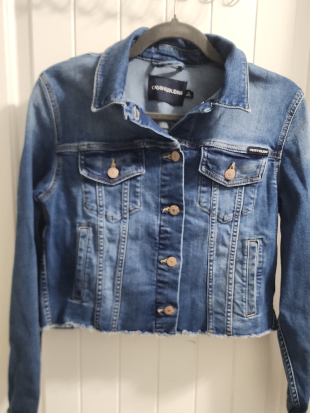 Calvin Klein Women's Medium Wash Blue Denim Jacket